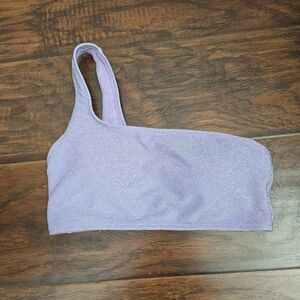 Simons Lilac Glitter One-Shoulder Swim Top